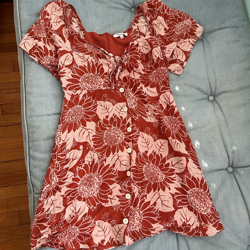Madewell Sunflower Dress in Red and Pink